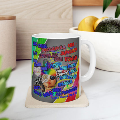 drop the beat - White Mug (rainbow split)