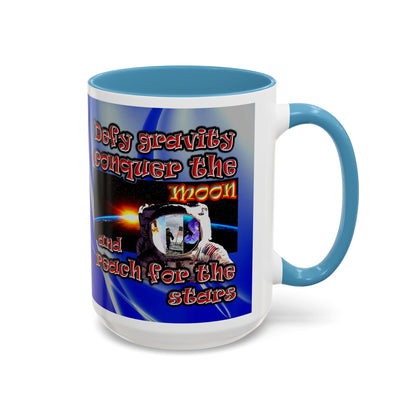 defy conquer reach - Accent Mug (blue-white wave)