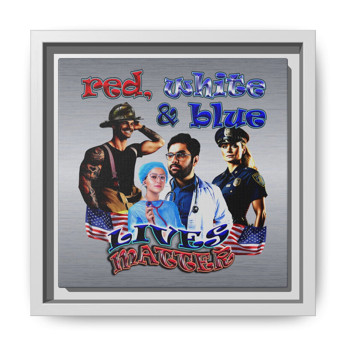 rw&b lives matter - framed canvas art (brushed nickel)