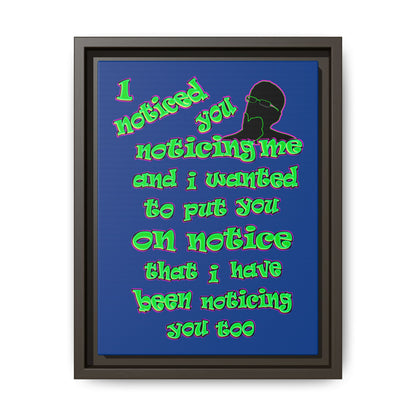 noticed you noticing - framed canvas art (dark blue)