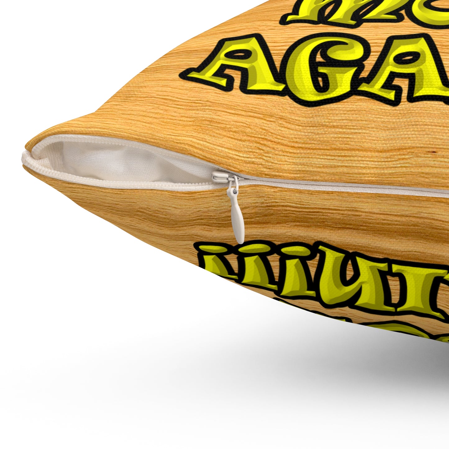 shoot the moon again - Spun Polyester Square Pillow - (butterscotch wood finish)