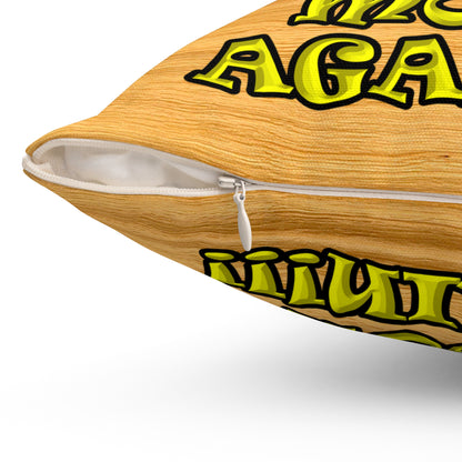 shoot the moon again - Spun Polyester Square Pillow - (butterscotch wood finish)