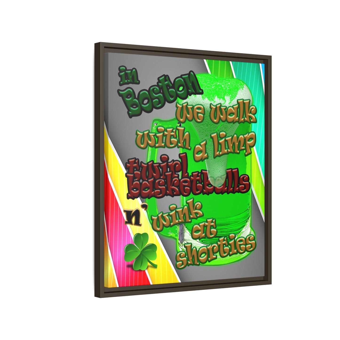 celtics logo - framed canvas art (rainbow split)