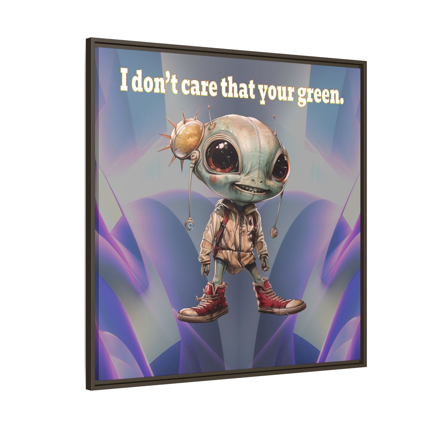 I don't care that your green - framed canvas art (grey-pink wave)