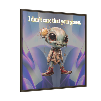I don't care that your green - framed canvas art (grey-pink wave)