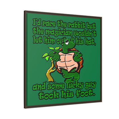 turtle race - framed canvas art (dark green)