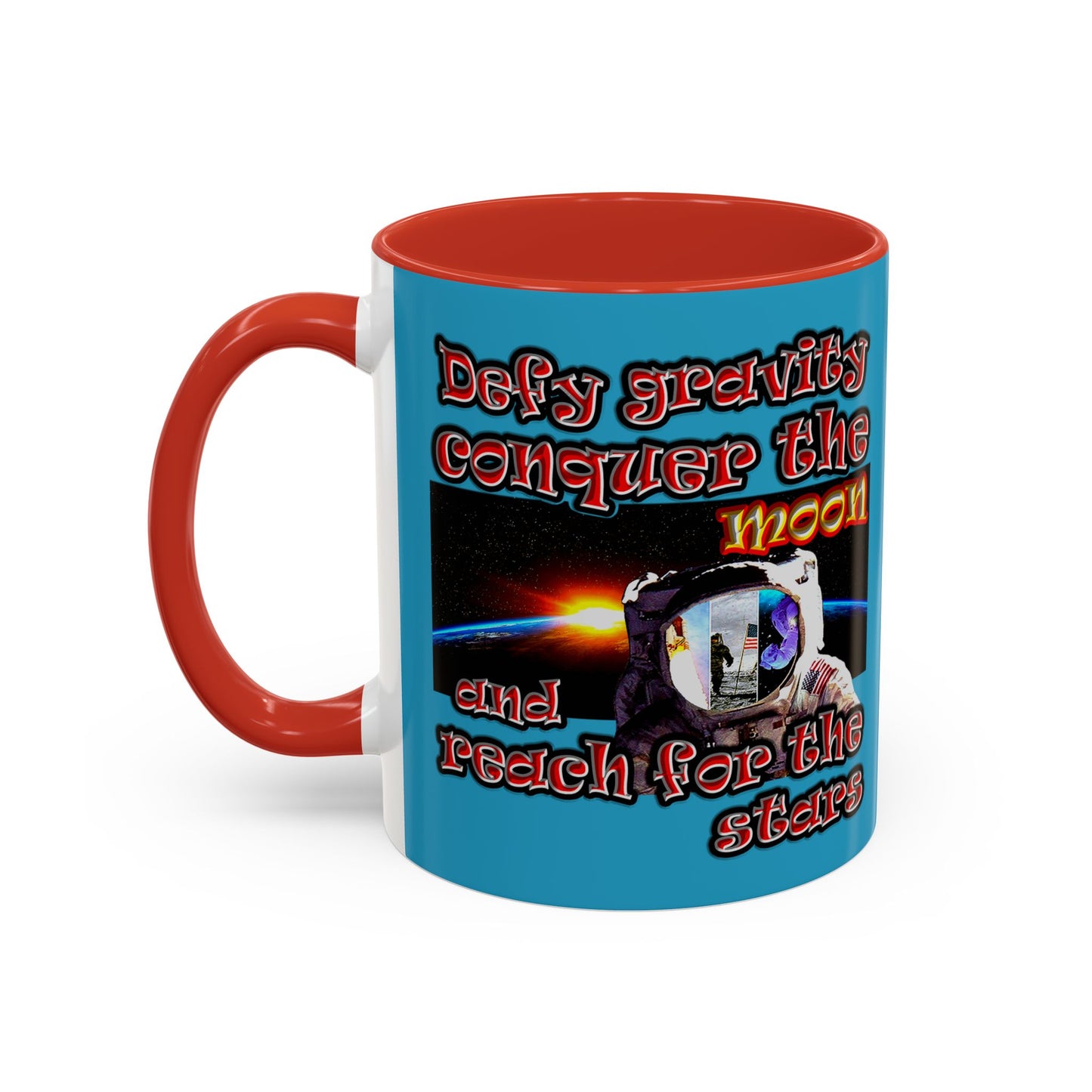 defy conquer reach - Accent Mug (turquoise)