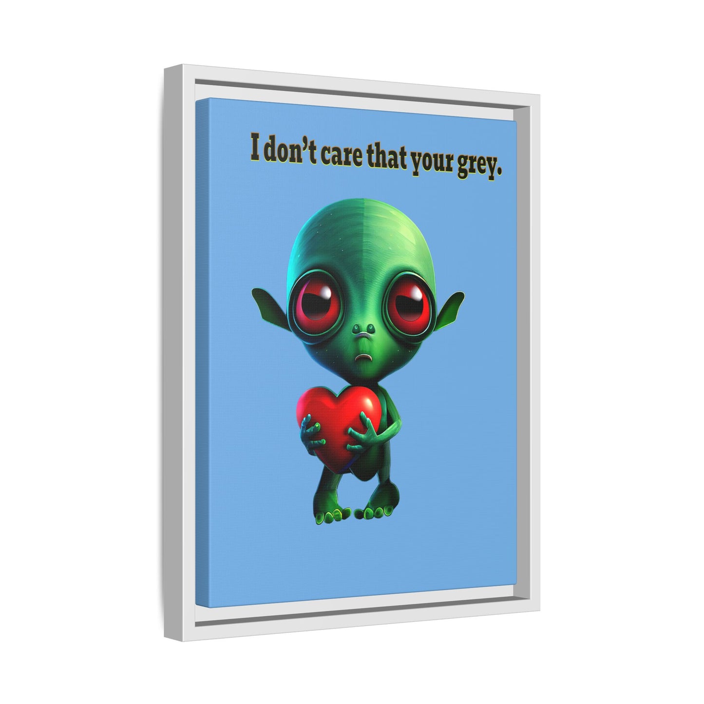 I don't care that your grey - framed canvas art (light blue)