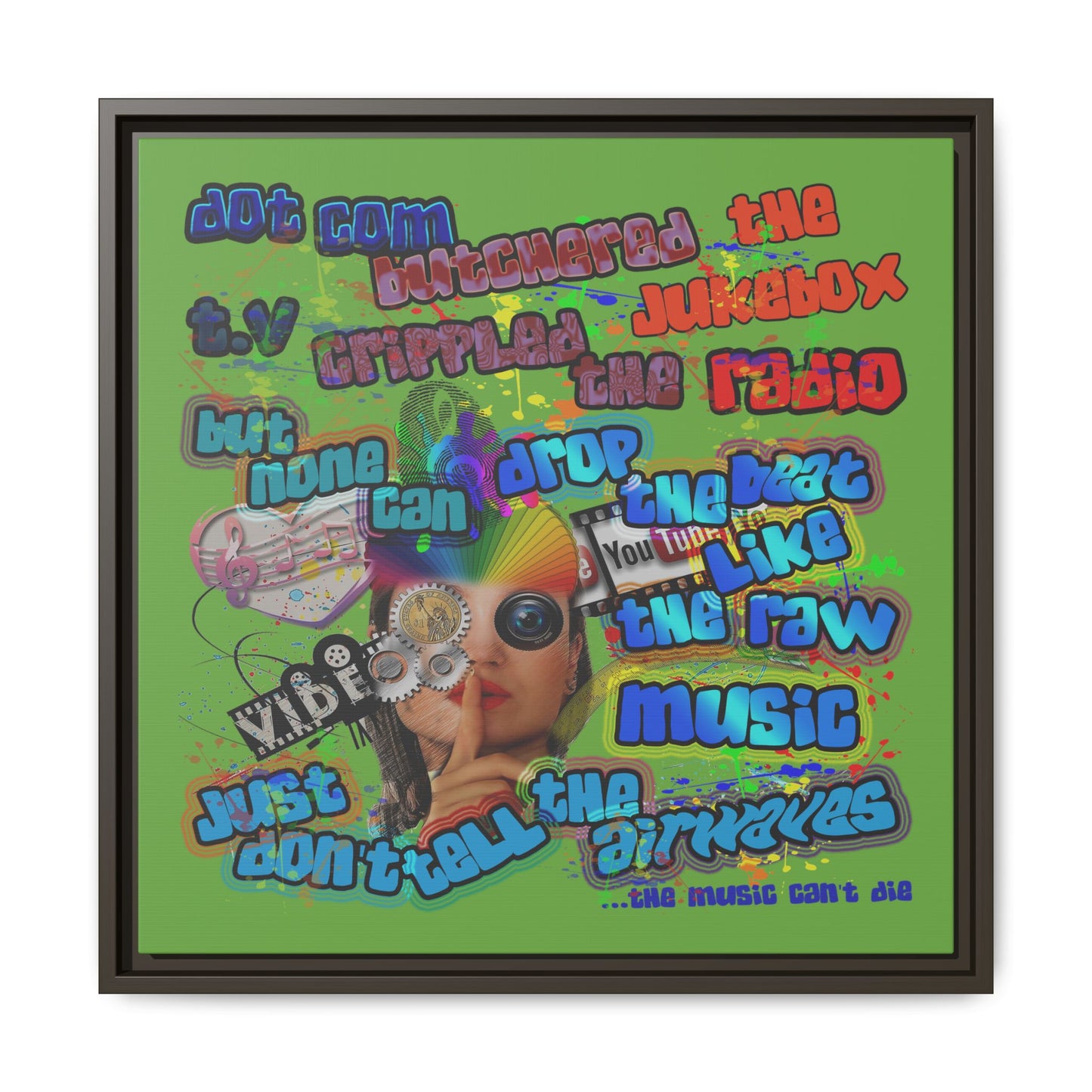 drop the beat - framed canvas art (green)