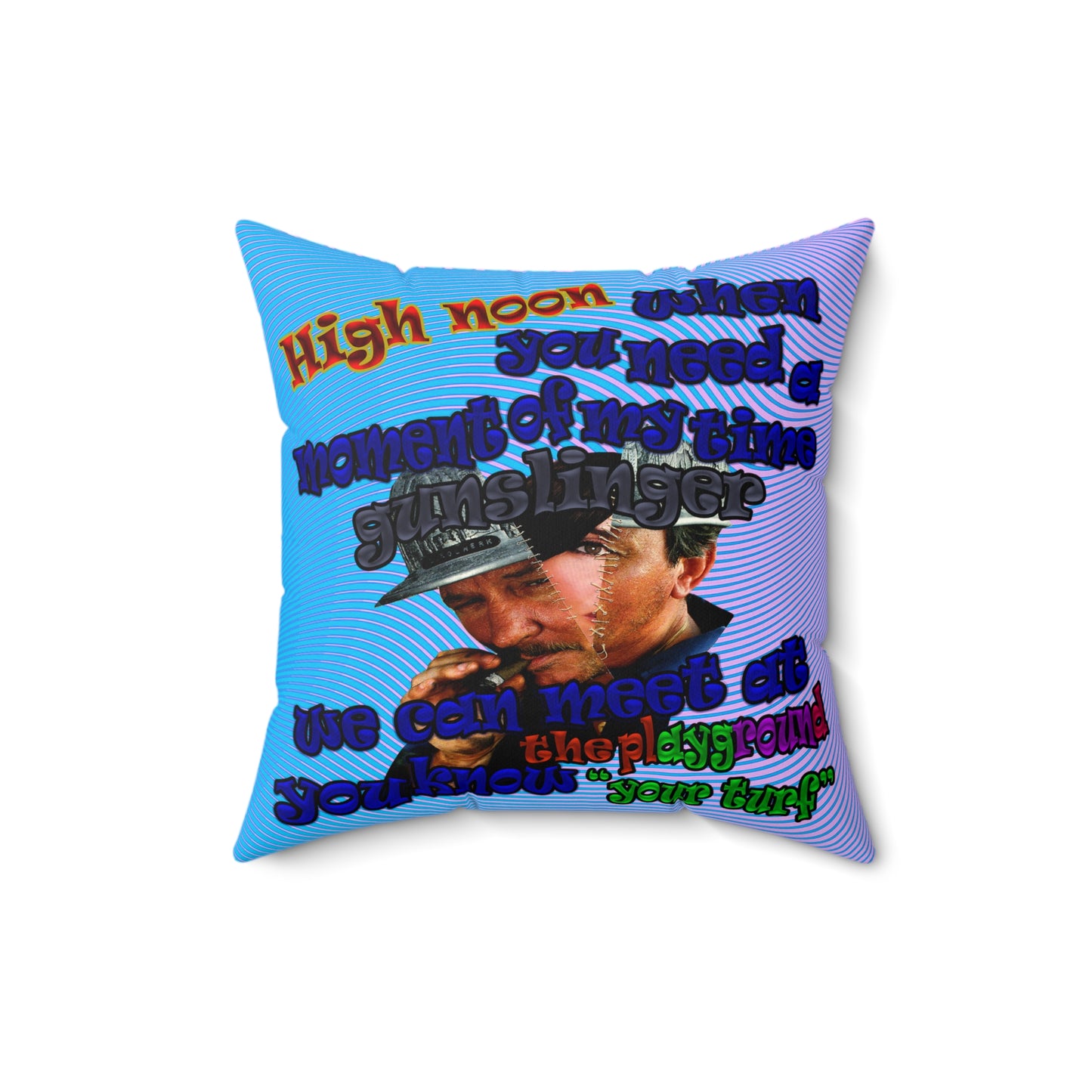 high noon - Faux Suede Square Pillow - (light blue-purple wave)
