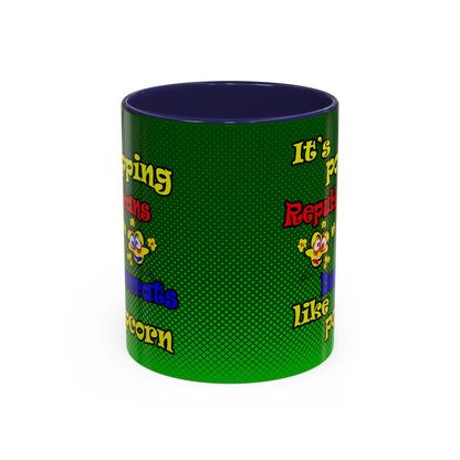 popping like popcorn - Accent Mug (logo green)