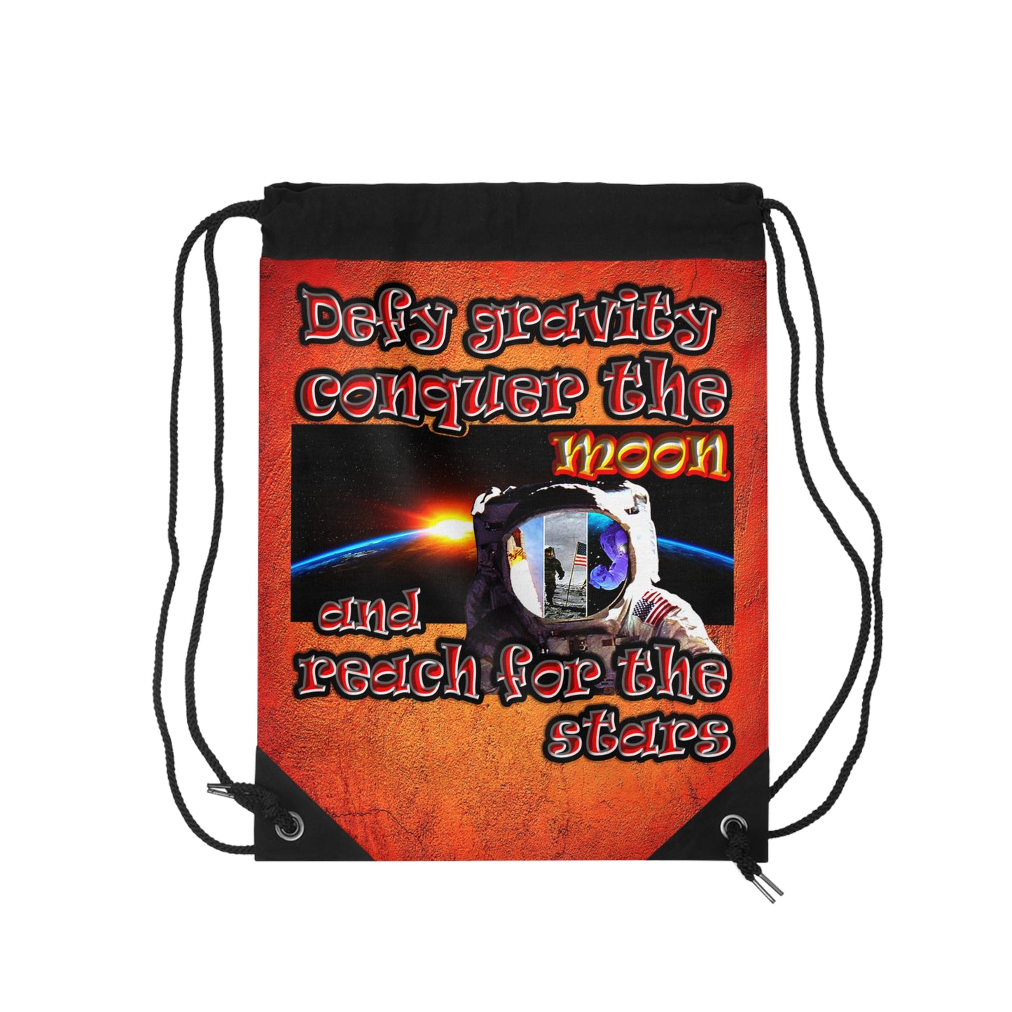 defy conquer reach - Drawstring Bag (burnt orange)