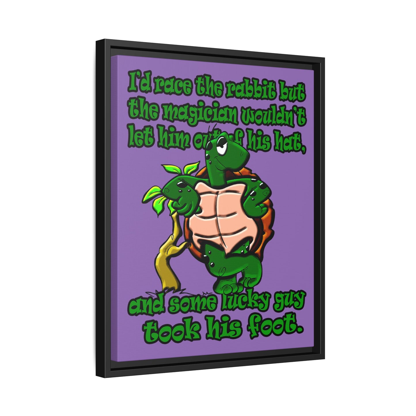 turtle race - framed canvas art (light purple)