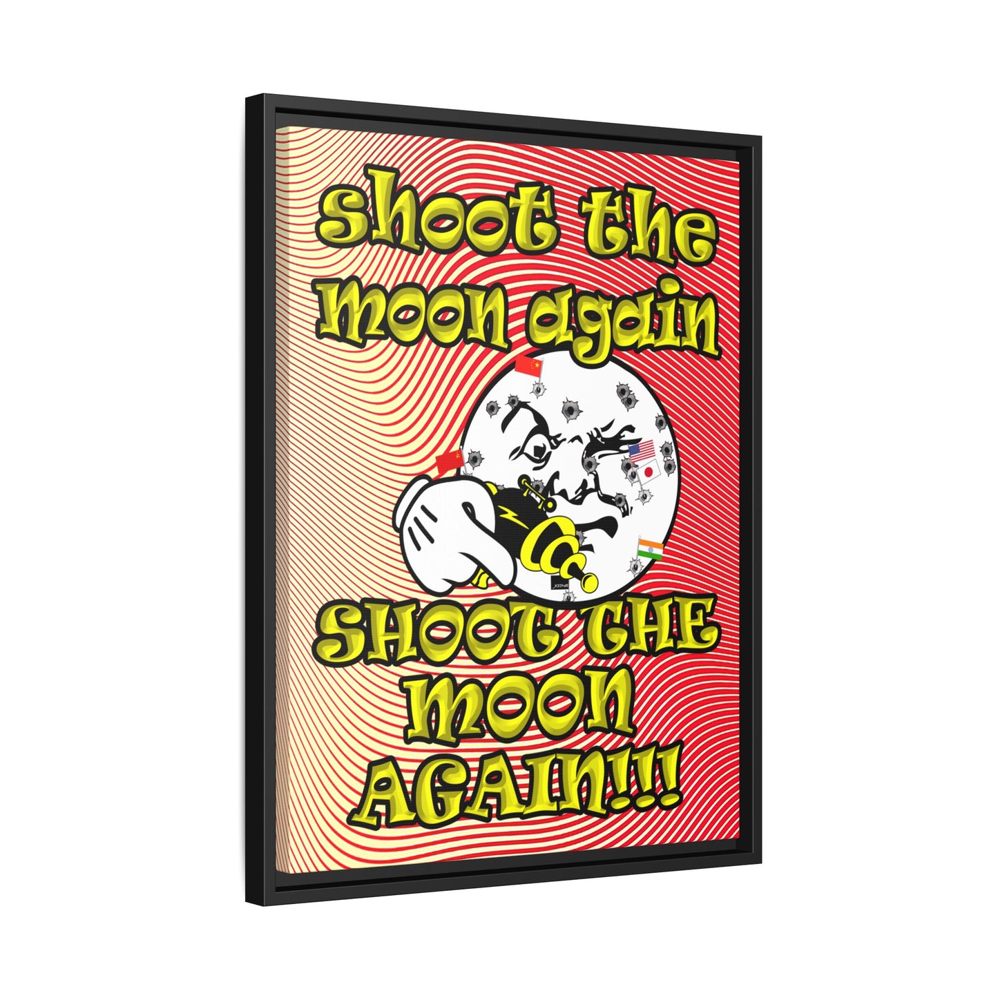 shoot the moon again - framed canvas art (yellow-orange wave)