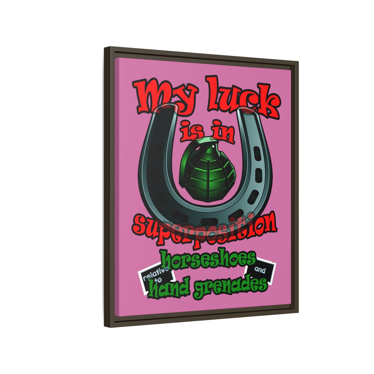 my luck - framed canvas art (light pink)