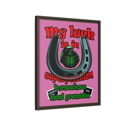 my luck - framed canvas art (light pink)
