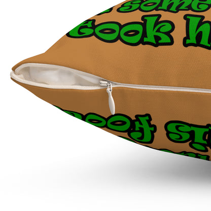 turtle race - Spun Polyester Square Pillow - (light brown)
