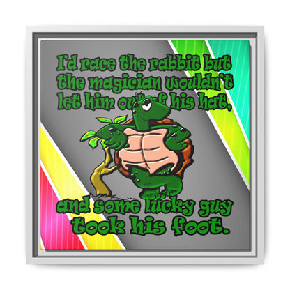 turtle race - framed canvas art (rainbow split)