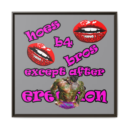 hoes b4 bros - framed canvas art (grey)