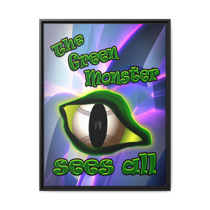 green monster - framed canvas art (grey-pink wave)