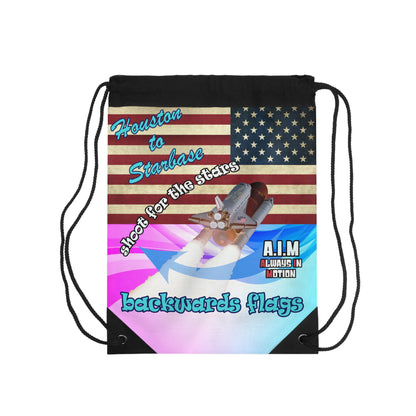 shoot for the stars - Drawstring Bag (light blue-pink wave)