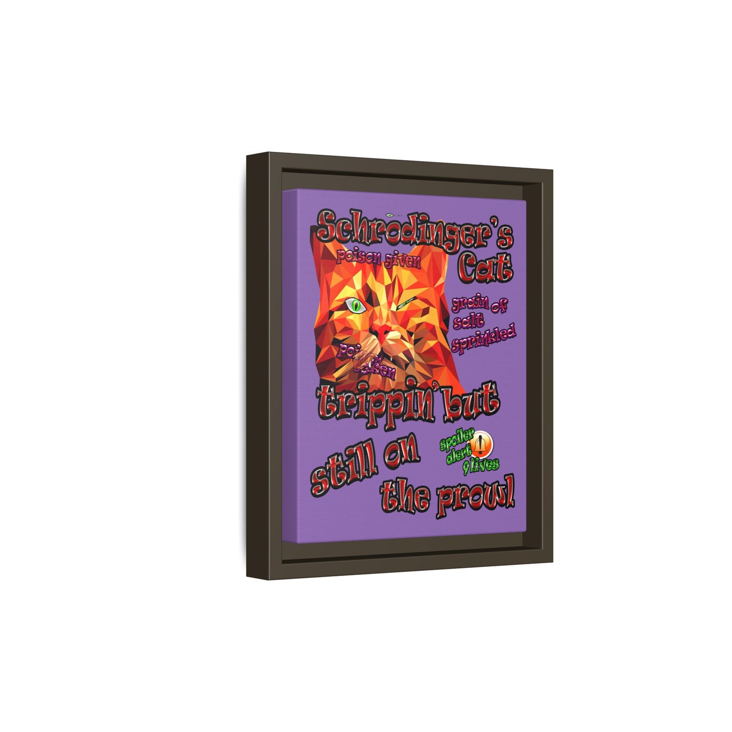 schrodinger's cat - framed canvas art (light purple)