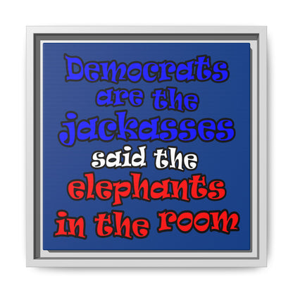 donkeys and elephants - framed canvas art (dark blue)