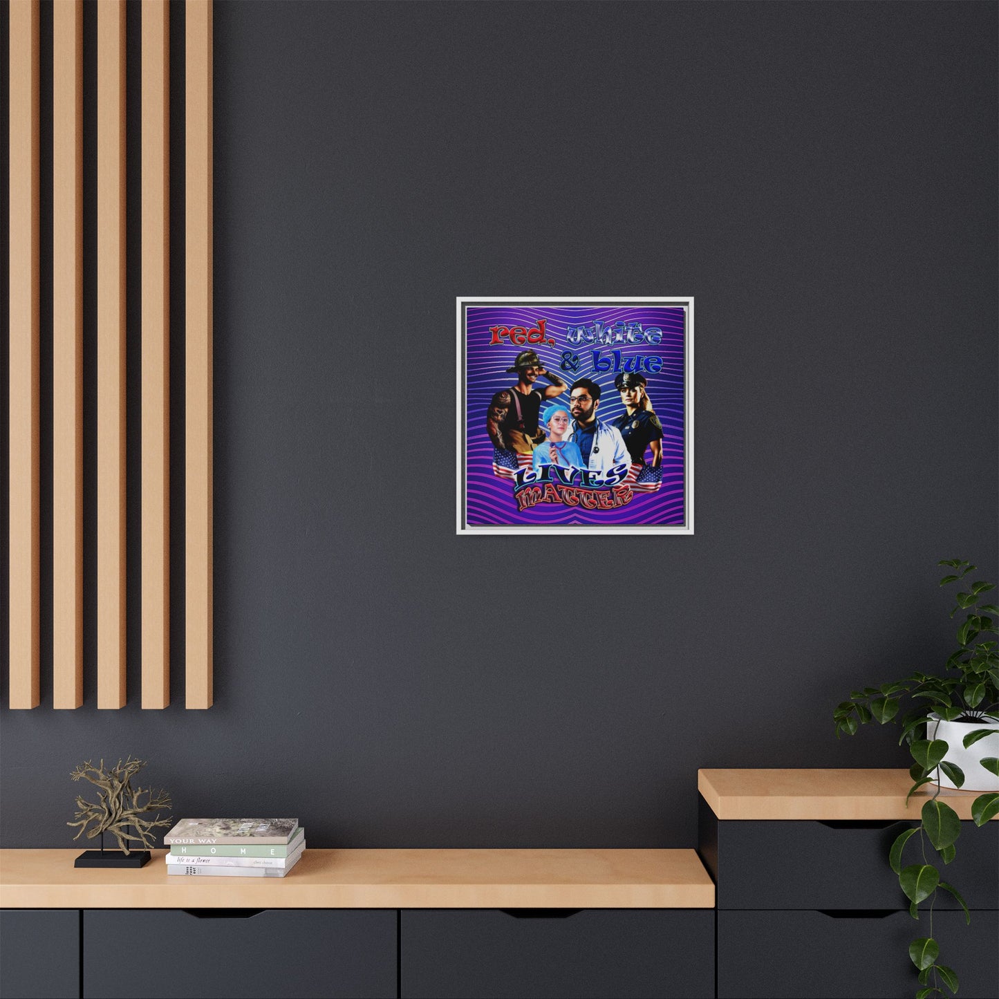rw&b lives matter - framed canvas art (purple wave)