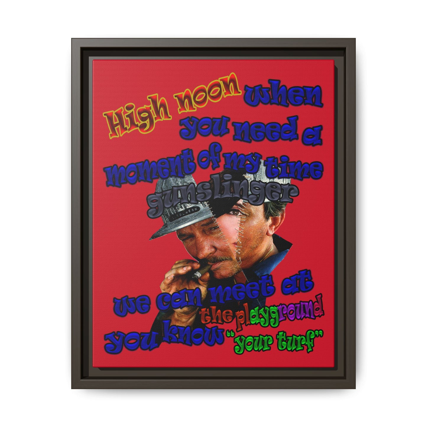high noon - framed canvas art (dark red)