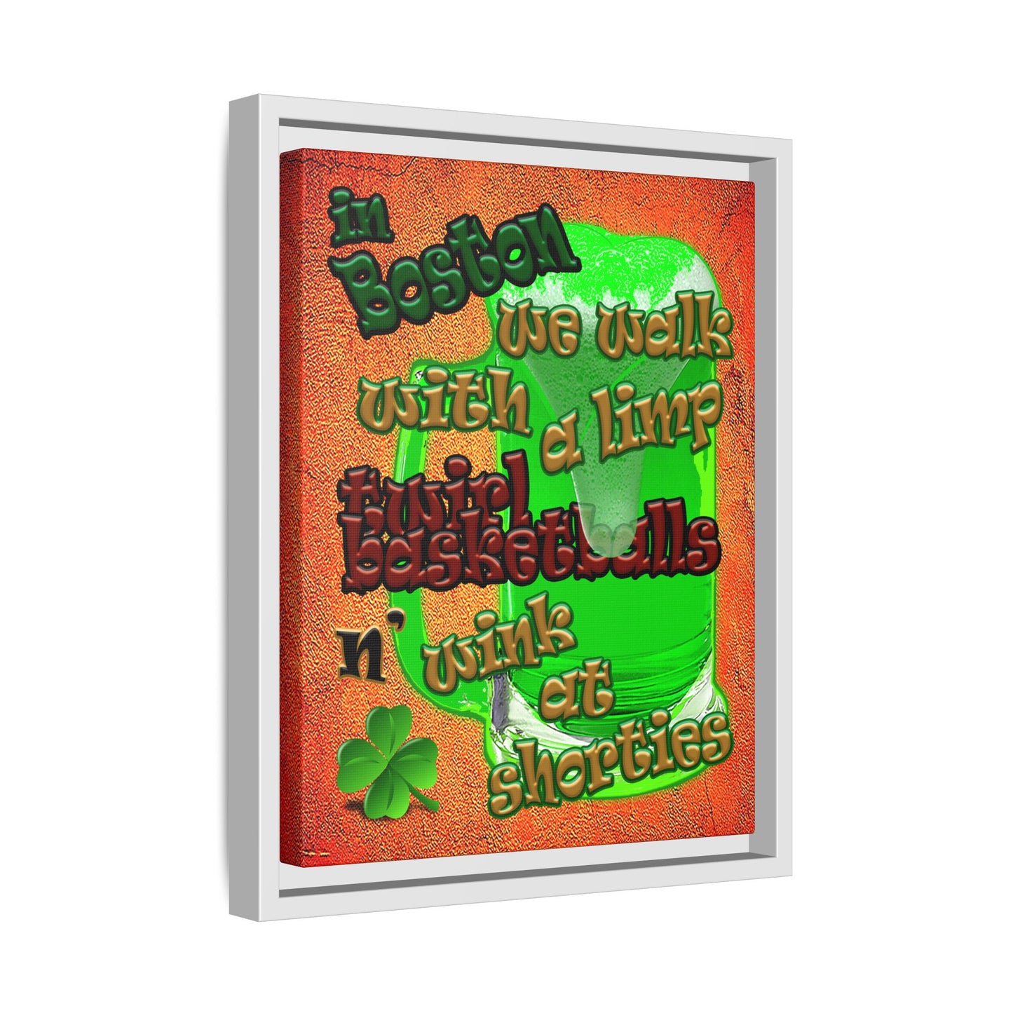 celtics logo - framed canvas art (burnt orange)