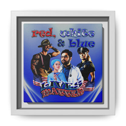 rw&b lives matter - framed canvas art (blue-white wave)