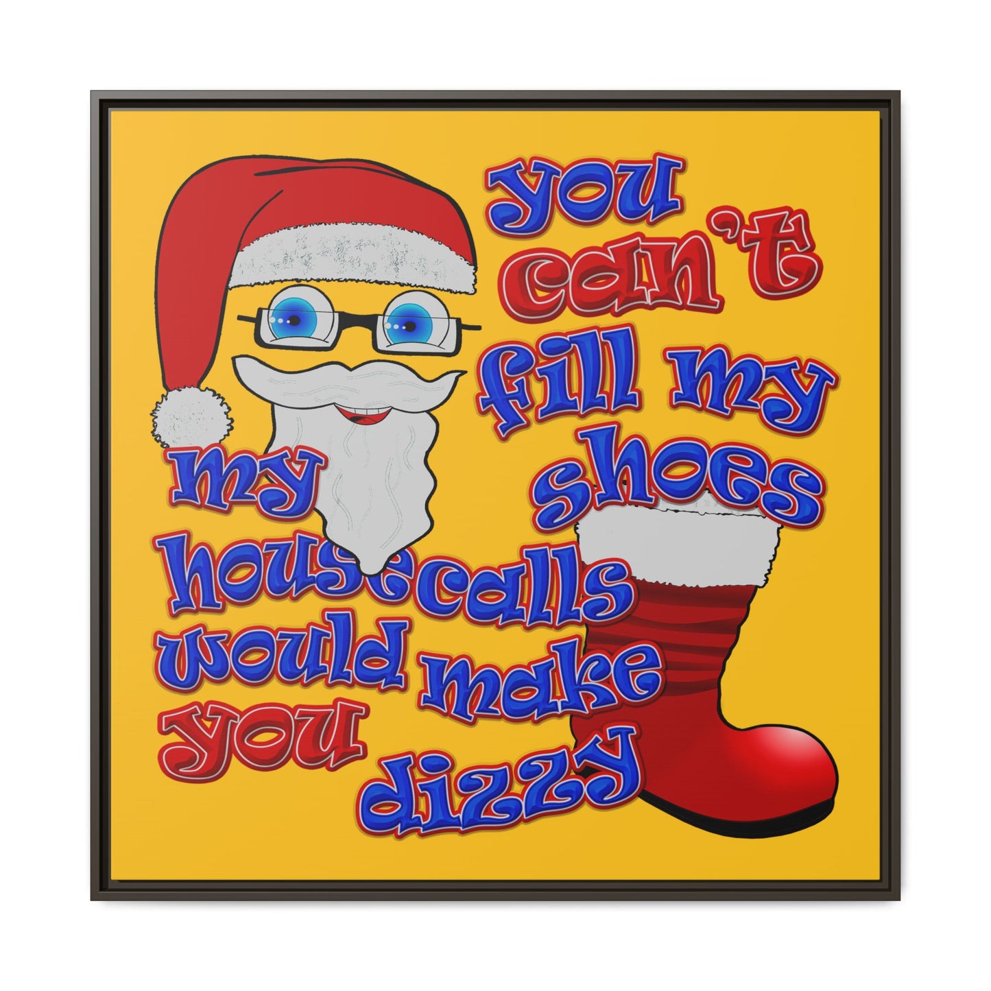 santa's shoes - framed canvas art (yellow)