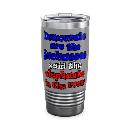 donkeys and elephants - Ringneck Tumbler, 20oz (grey)