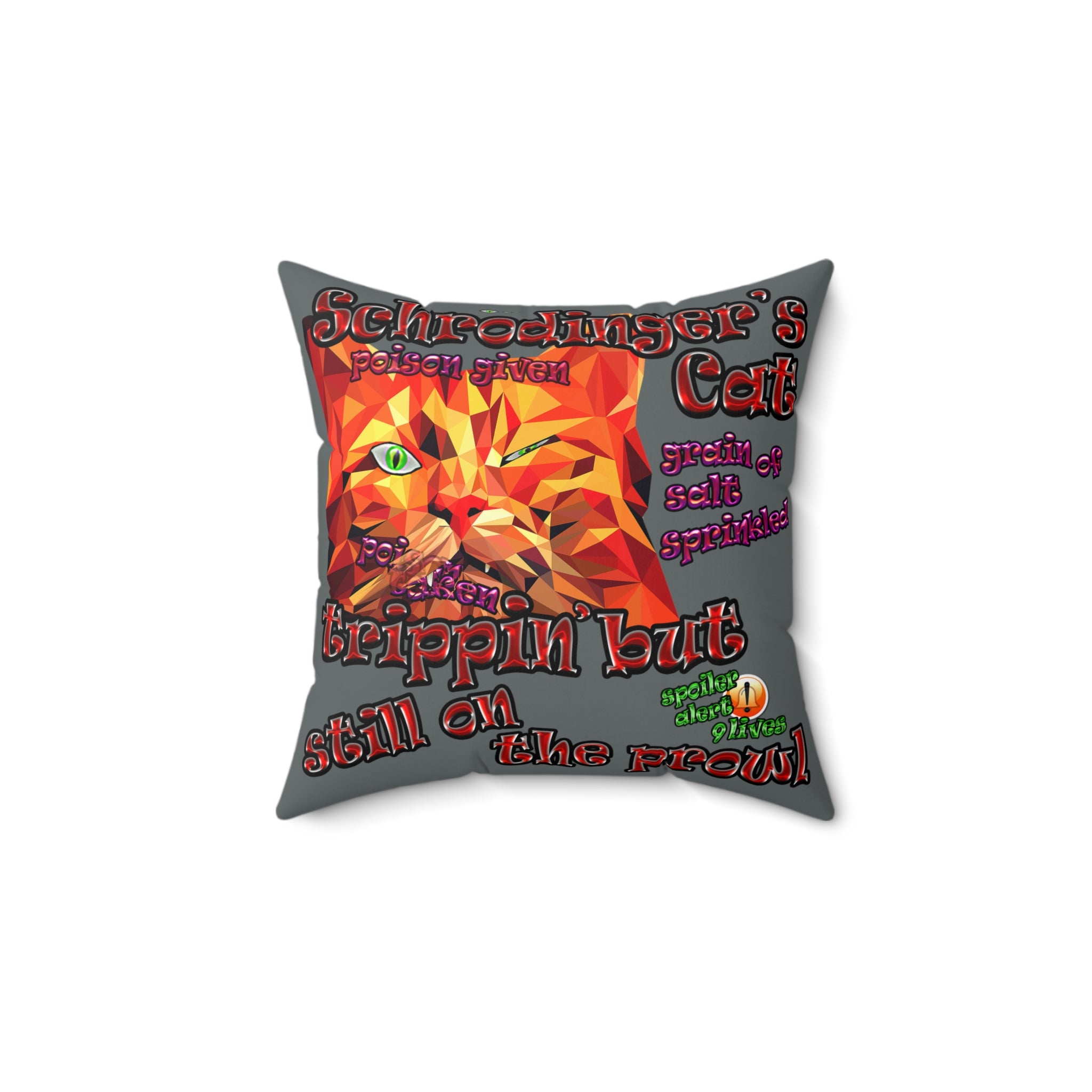 schrodinger's cat - Spun Polyester Square Pillow - (dark grey)
