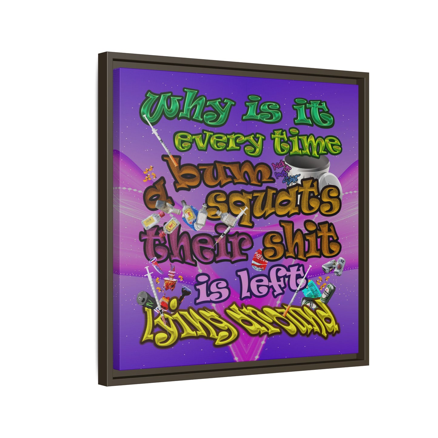 the bum's shit - framed canvas art (purple-pink wave)