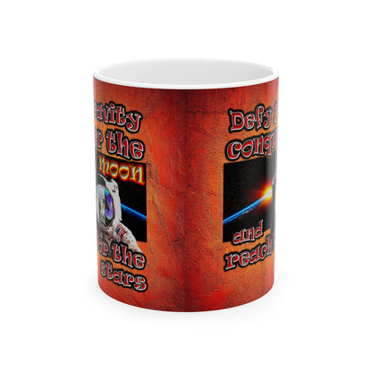 defy conquer reach - White Mug (burnt orange)