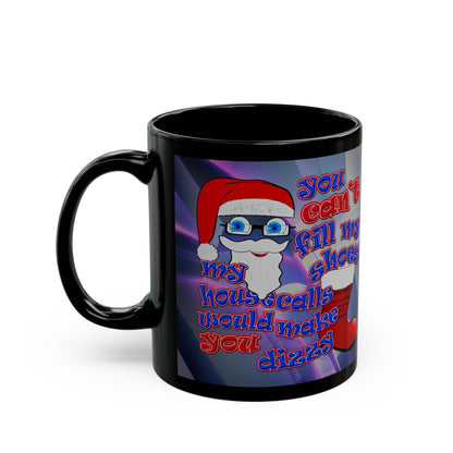 santa's shoes - Black Mug (grey-pink wave)