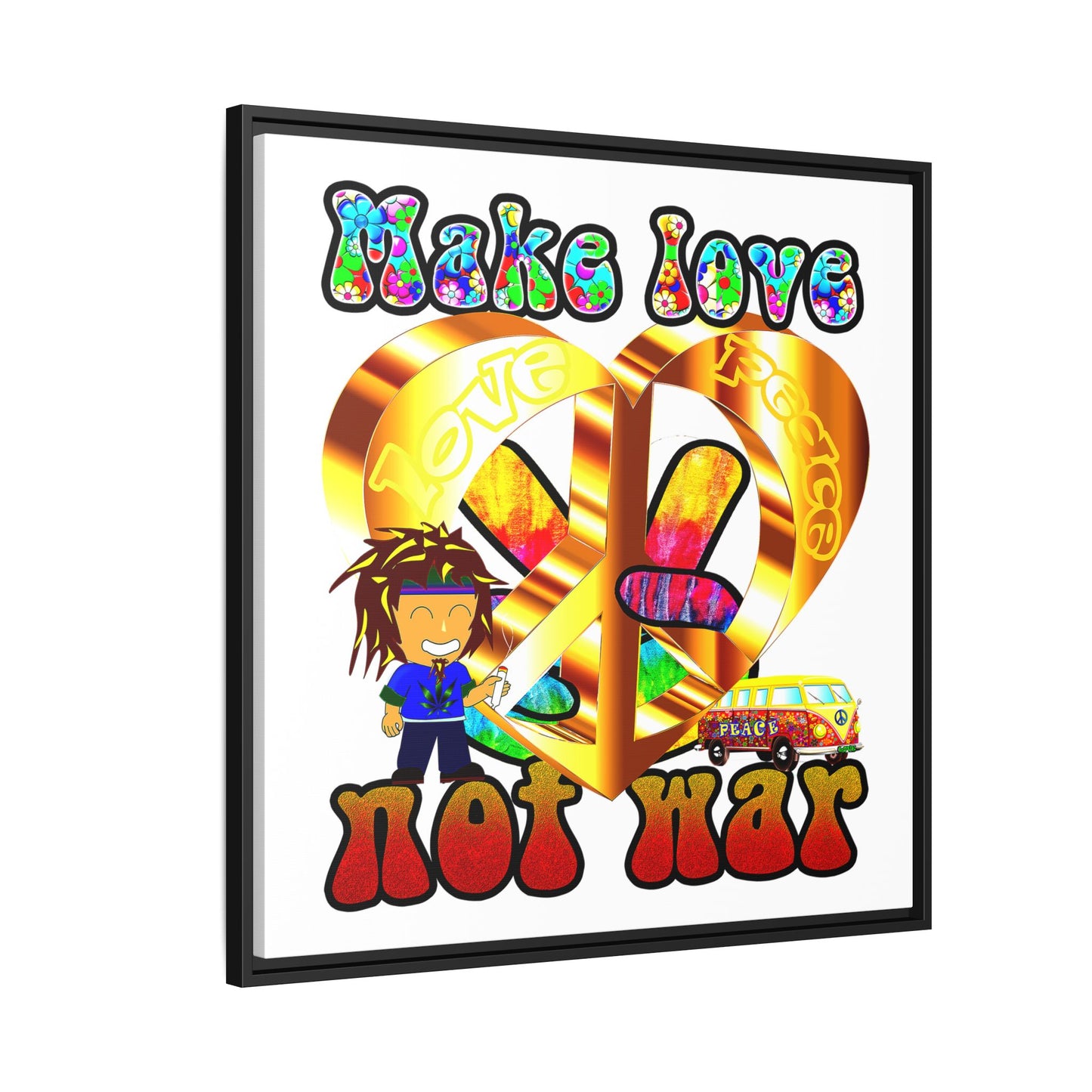 love peace - framed canvas art (white)