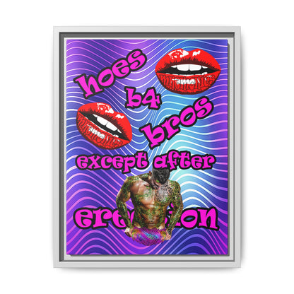 hoes b4 bros - framed canvas art (purple wave)