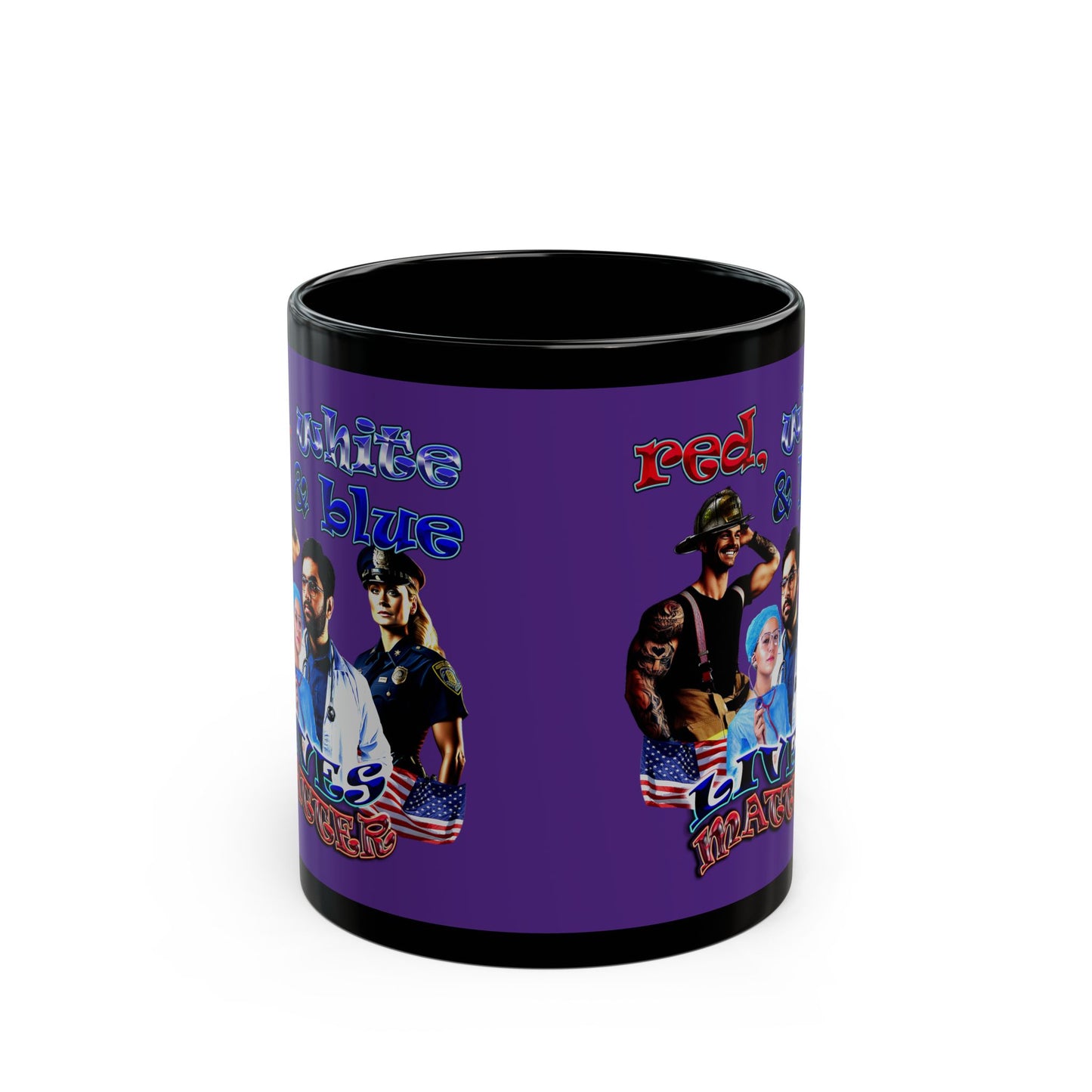 rw&b lives matter - Black Mug (purple)
