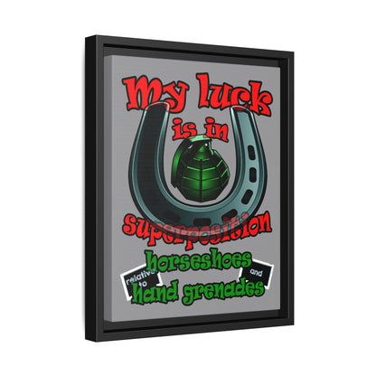 my luck - framed canvas art (grey)