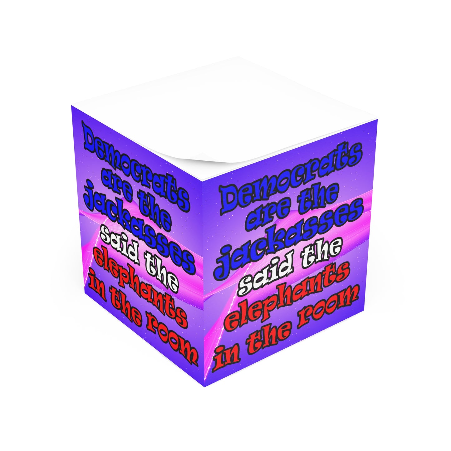 donkeys and elephants - note cube (purple-pink wave)