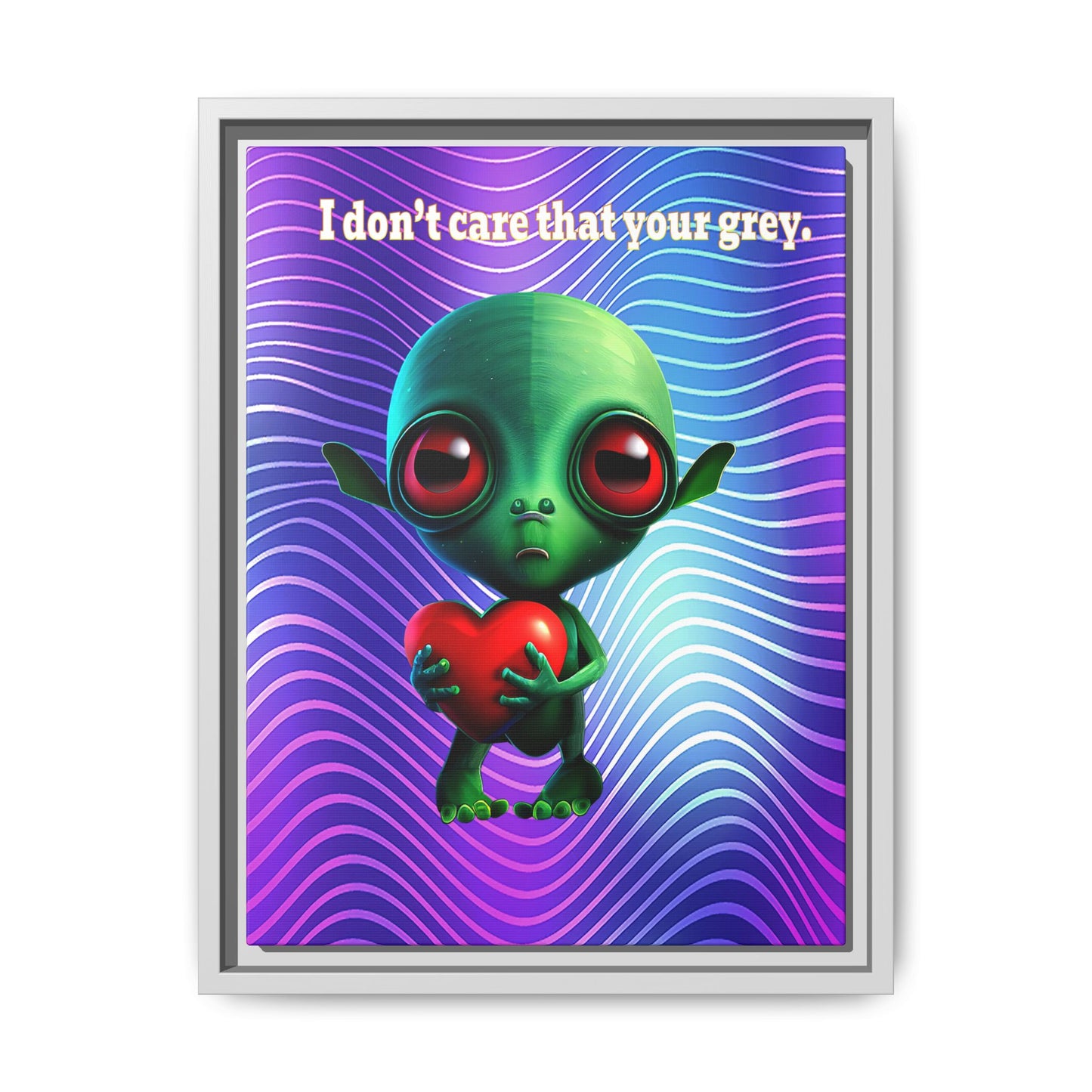 I don't care that your grey - framed canvas art (purple wave)