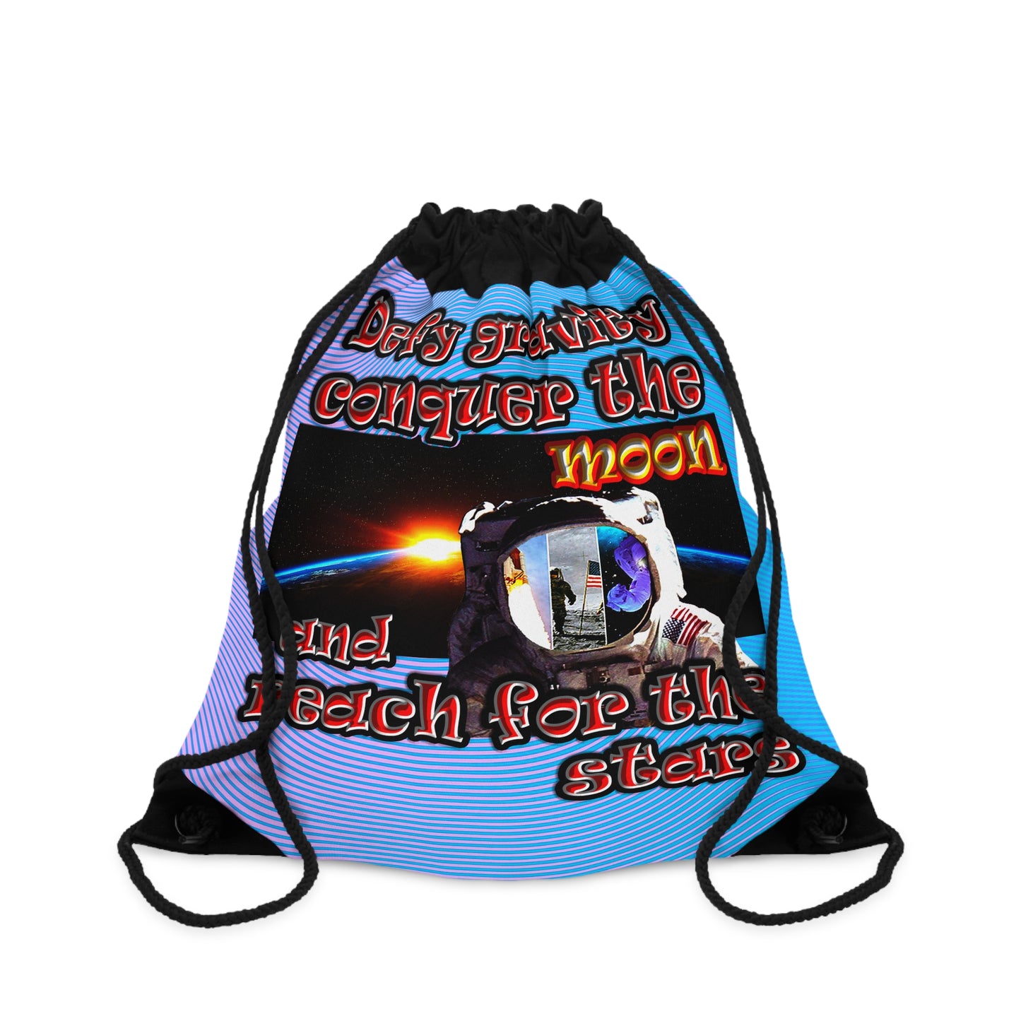 defy conquer reach - Drawstring Bag (light blue-purple wave)