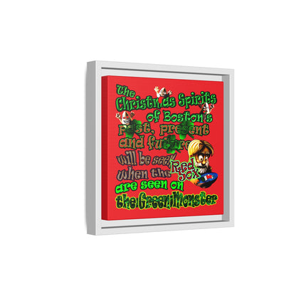 christmas spirits of boston - framed canvas art (red)
