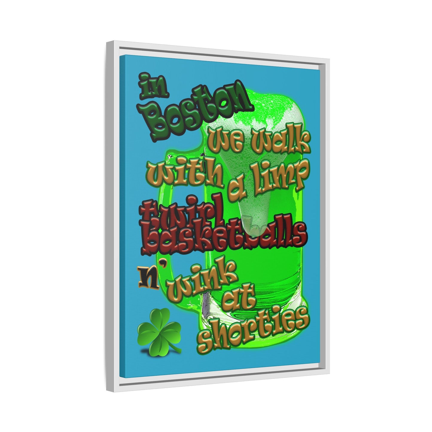celtics logo - framed canvas art (turquoise)