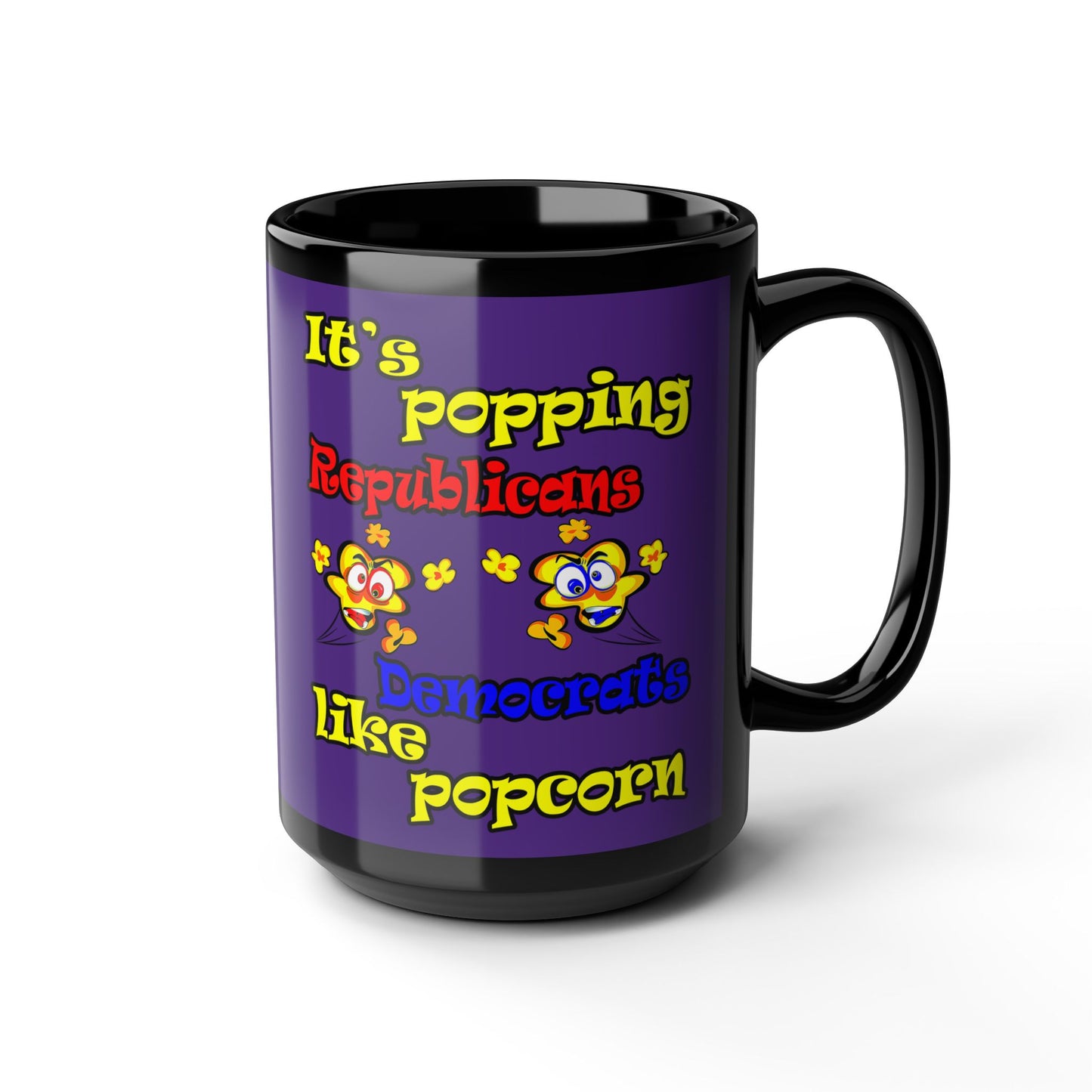 popping like popcorn - Black Mug (purple)