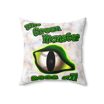 green monster - Faux Suede Square Pillow - (white marble)