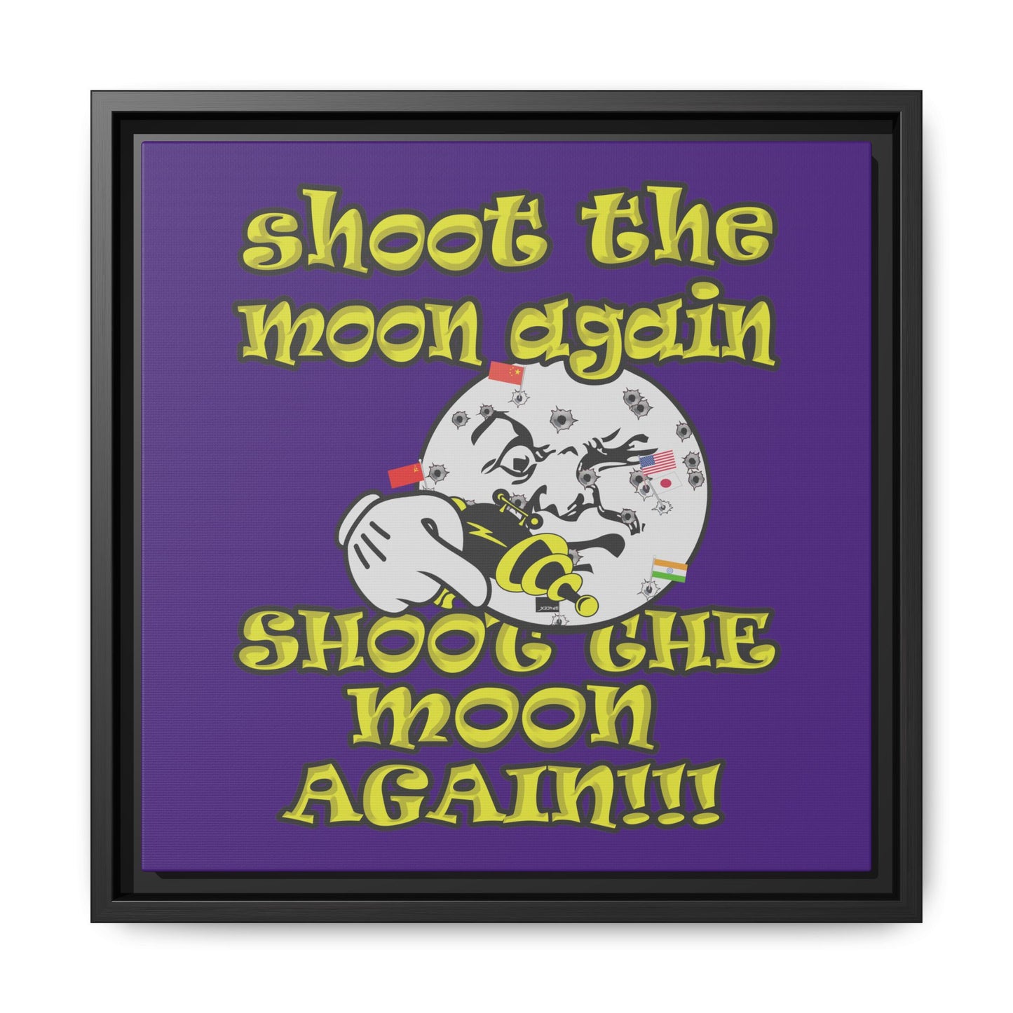 shoot the moon again - framed canvas art (purple)
