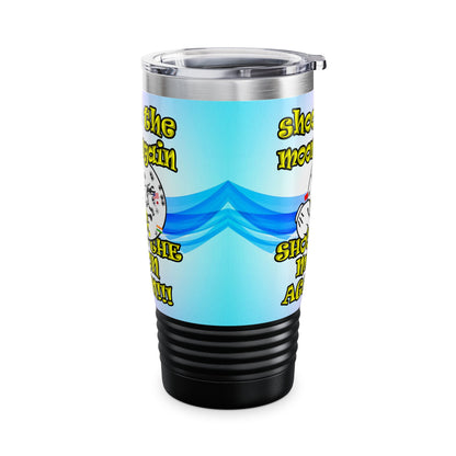 shoot the moon again - Ringneck Tumbler, 20oz (light blue-pink wave)